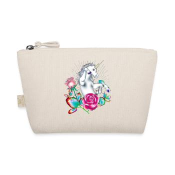 Verzaubertes Einhorn und florale Fantasie - Bio-Täschchen - Natur - Vorne