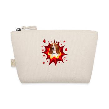 Comic Dog Design - Pow - Basset Hound - Organic Pouch - nature - Front