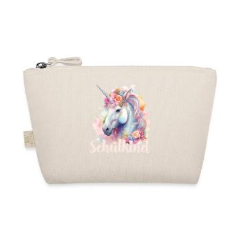 Einhorn Blumen Schulkind Einschulung 2023 - Bio-Täschchen - Natur - Vorne