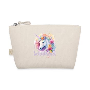 Einhorn Blumen Schulkind Einschulung 2023 - Bio-Täschchen - Natur - Vorne