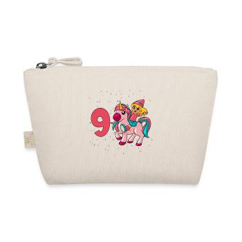 With Unicorn - Girl Birthday 9 Years - Organic Pouch - nature - Front