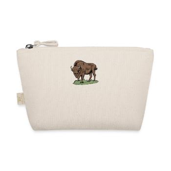 Wisent I Bison Wildrind Motiv mit Büffel und Kalb - Bio-Täschchen - Natur - Vorne