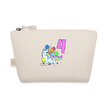 With Unicorn - Girl Birthday 4 Years - Organic Pouch - nature - Front
