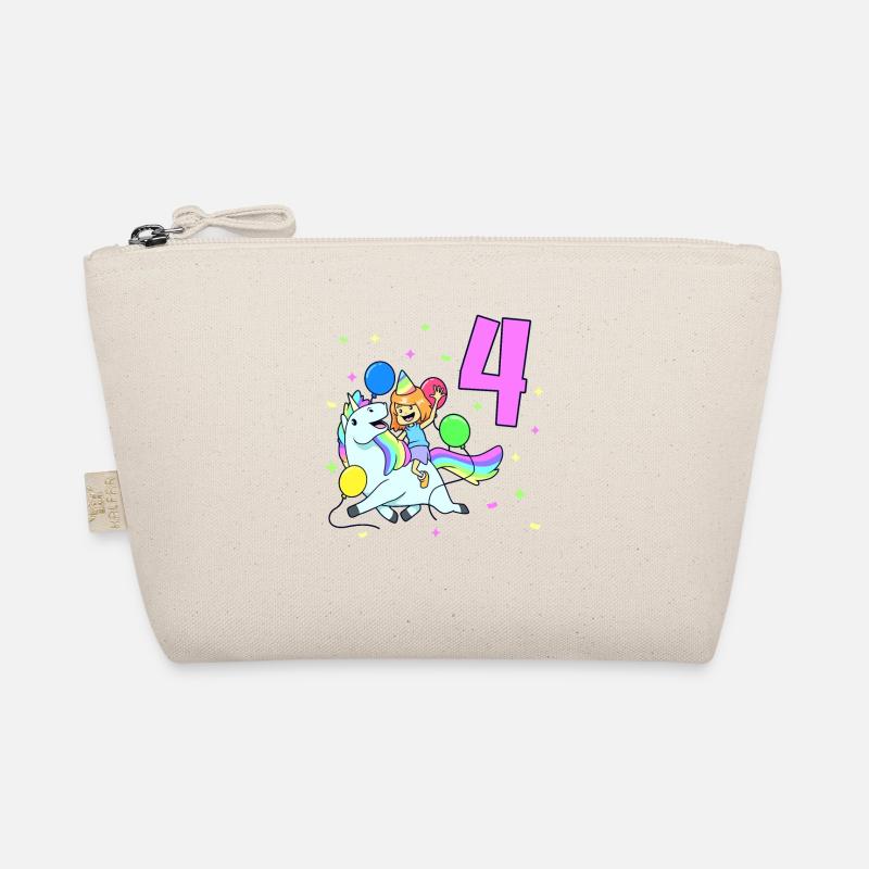 Mit Einhorn - Mädchen Geburtstag 4 Jahre Bio-Täschchen