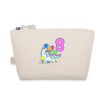 With Unicorn - Girl Birthday 8 Years - Organic Pouch - nature - Front