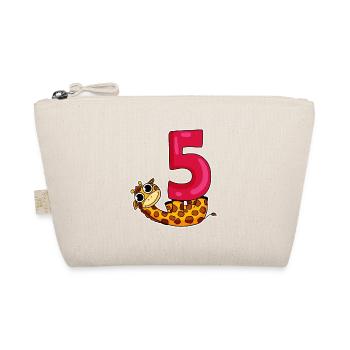 5 Motif d’anniversaire Girafe - Cinq ans - Trousse biologique - nature - Devant