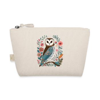 Niedliche Eule Vogel Federn Blumen Muster - Bio-Täschchen - Natur - Vorne