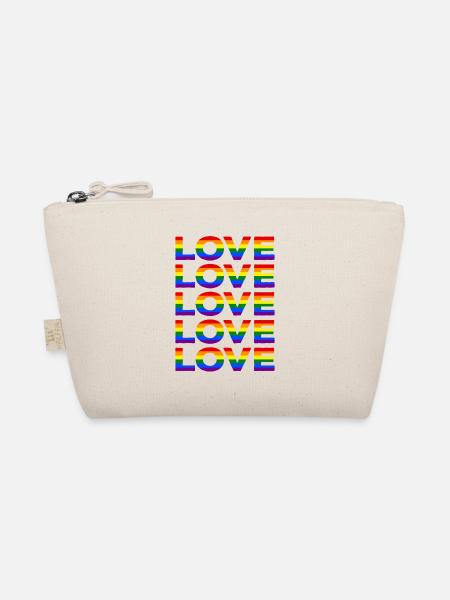 Pride LGBT LGBTQ Rainbow Flag Love CSD Gift - Organic Pouch - nature - Front