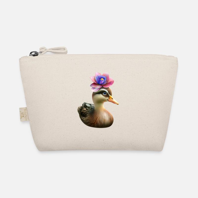 Ente mit Blumenhut Bio-Täschchen