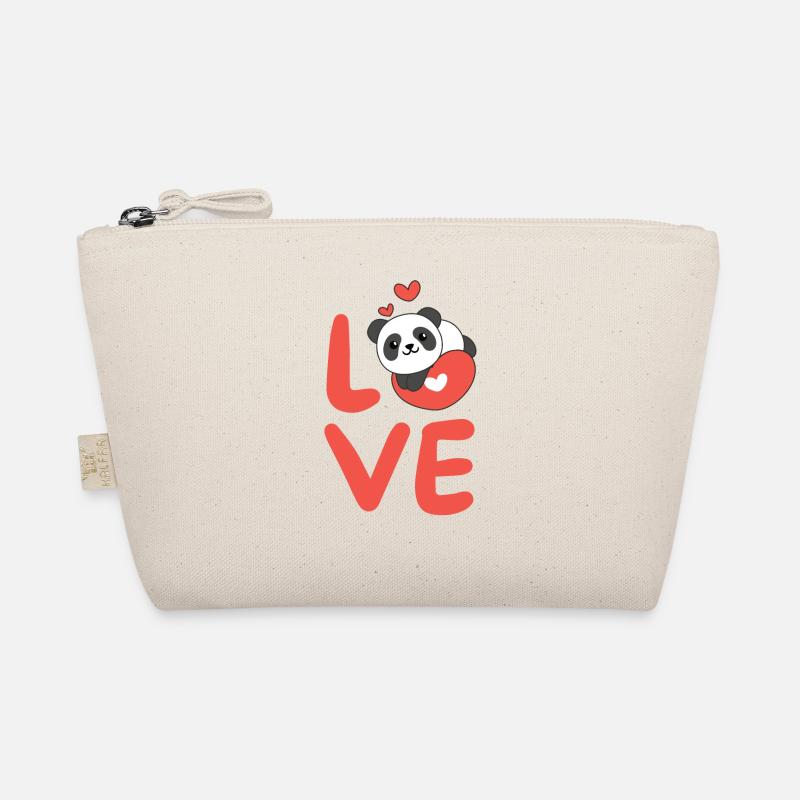 Panda for Valentine's Day Cute Animals Hearts Love Organic Pouch