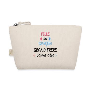 Fille ou garçon grand frère t'aime déjà - Trousse biologique - nature - Devant