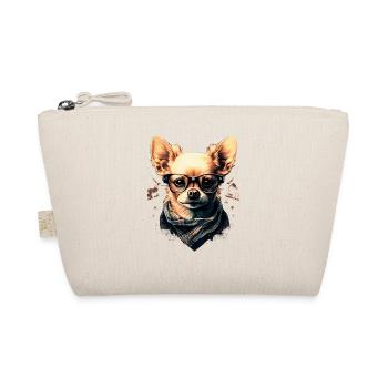 Chihuahua - Hipster Glasses Cool Dog Cute Modern - Organic Pouch - nature - Front
