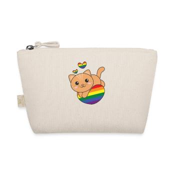 Regenbogen Flag Pride LGBTQ süßes Katze Love - Bio-Täschchen - Natur - Vorne