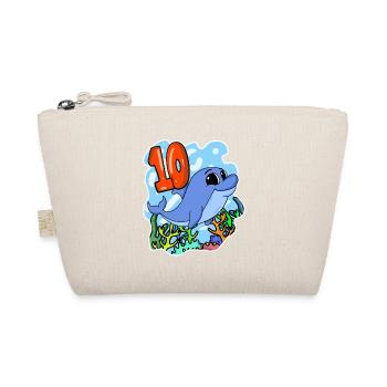 10th Birthday Motif Dolphin - ten years - Organic Pouch - nature - Front