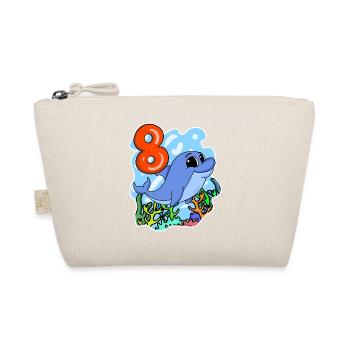 8th Birthday Motif Dolphin - eight years - Organic Pouch - nature - Front