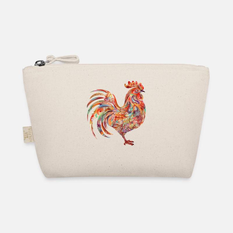 Lebendiger blumiger bunter Hahn Bio-Täschchen