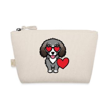Chien amour avec un coeur - Trousse biologique - nature - Devant