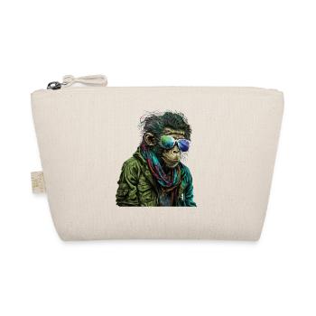 Funny monkey chimpanzee with sunglasses - Organic Pouch - nature - Front
