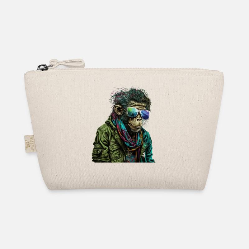 Funny monkey chimpanzee with sunglasses Organic Pouch