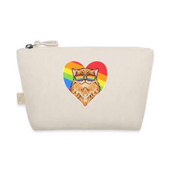 Regenbogen - Katze Perserkatze mit Brille und Herz - Bio-Täschchen - Natur - Vorne