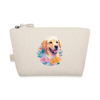 Labrador Retriever dog with flower wreath motif - Organic Pouch - nature - Front