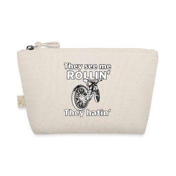 Rollin' Rebel: Pedal with Attitude Funny Bicycle - Organic Pouch - nature - Front