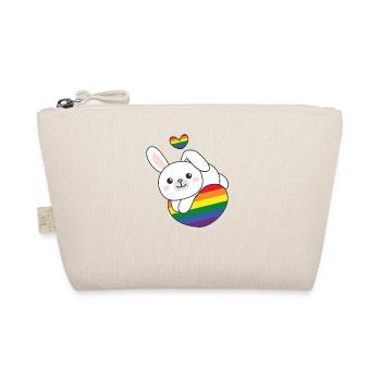 Regenbogen Flag Pride LGBTQ süßes Hase Love - Bio-Täschchen - Natur - Vorne