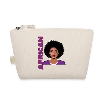 Woman with Afro and African lettering - Organic Pouch - nature - Front