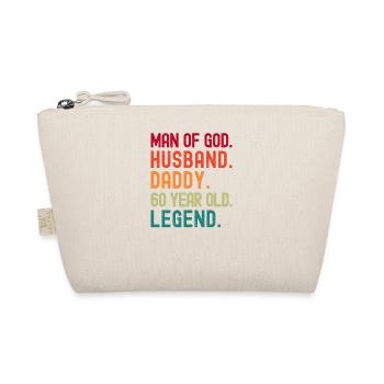 Man of God Husband Dad Funny 60th Birthday - Organic Pouch - nature - Front