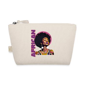 Black Woman with African lettering - Organic Pouch - nature - Front