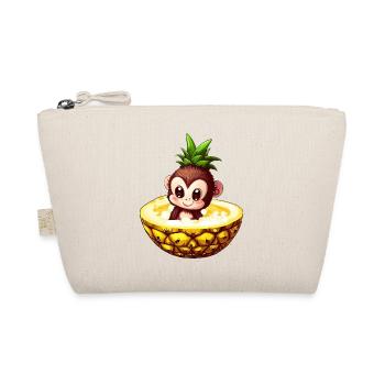 Affe Schimpanse mit Ananas, Lustiges Tropendesign - Bio-Täschchen - Natur - Vorne