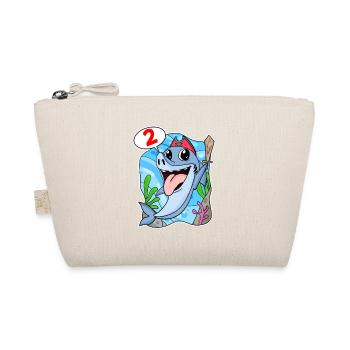 2nd Birthday Motif Shark Pirate - Two Years - Organic Pouch - nature - Front