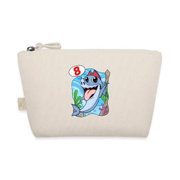 8th Birthday Motif Shark Pirate - Eight Years - Organic Pouch - nature - Front