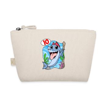 10th Birthday Motif Shark Pirate - Ten Years - Organic Pouch - nature - Front