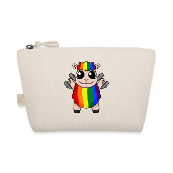 Regenbogen Schaf mit Hanteln - LGBT Schaf Niedlich - Bio-Täschchen - Natur - Vorne