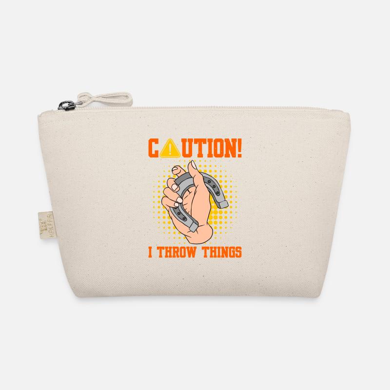 Caution I Throw Things Horseshoe Pitching Organic Pouch