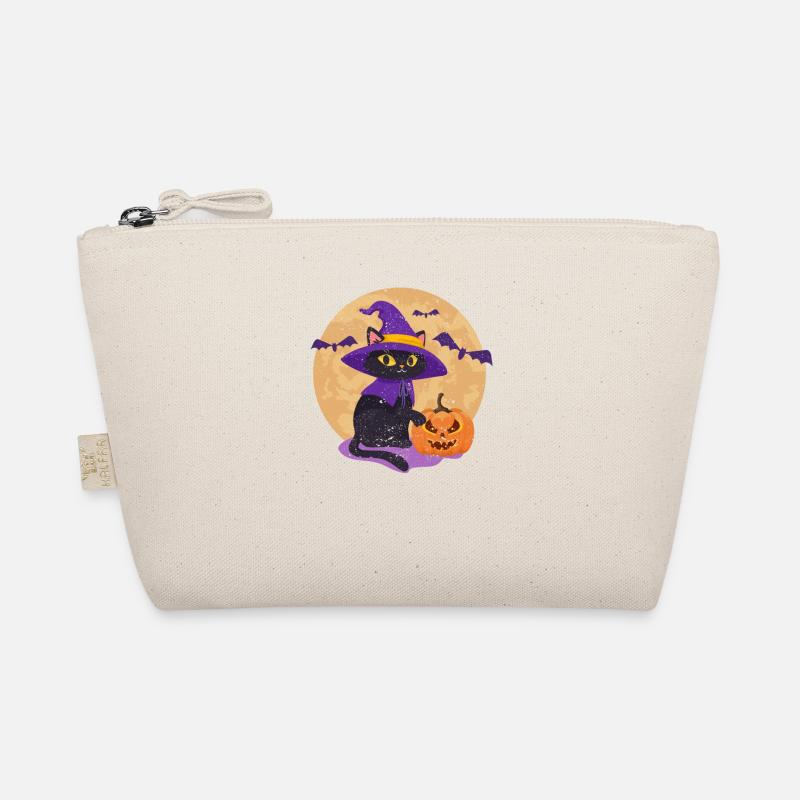 Halloween Mignon Chat Citrouille Chapeau de Sorcière Drôle Trousse biologique