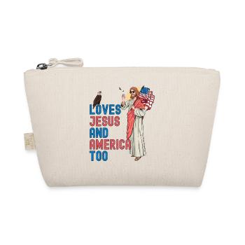 Loves Jesus and America Too Funny Jesus sunglass - Organic Pouch - nature - Front