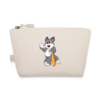Katze Baseball Baseballschläger - Bio-Täschchen - Natur - Vorne