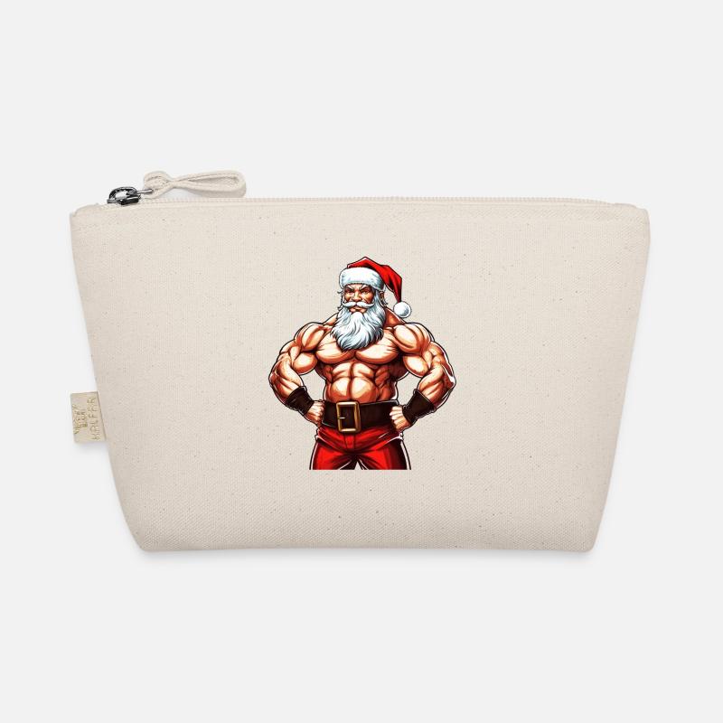 Santasaurus Flex: Weihnachts-Bodybuilder mit Weihnachtsmann Bio-Täschchen