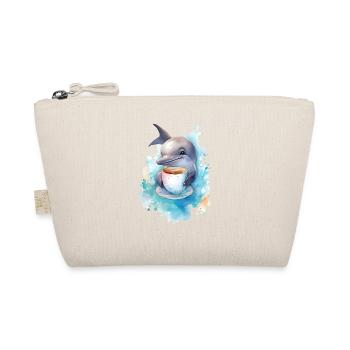 Dolphin with coffee watercolor style - Organic Pouch - nature - Front