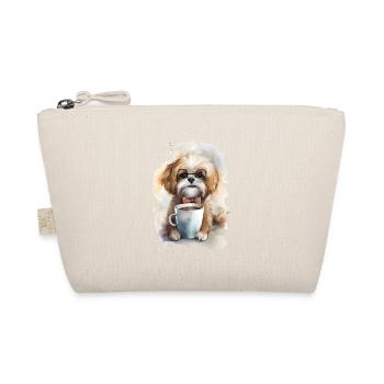 Maltesischer Hund mit Kaffee -Aquarellstil - Bio-Täschchen - Natur - Vorne