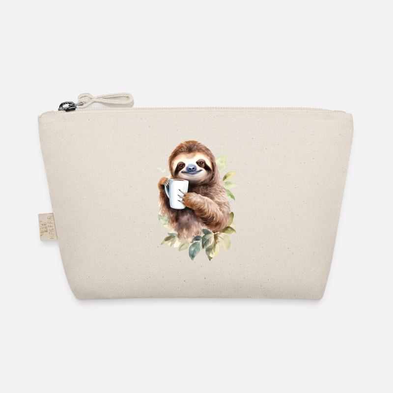 Faultier mit Kaffee -Aquarellstil Bio-Täschchen