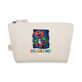 Einschulung T-Rex Dino Schulanfang Schulkind 2023 - Bio-Täschchen - Natur - Vorne