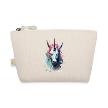 Evil Unicorn Head Unicorn Lover Gift - Organic Pouch - nature - Front