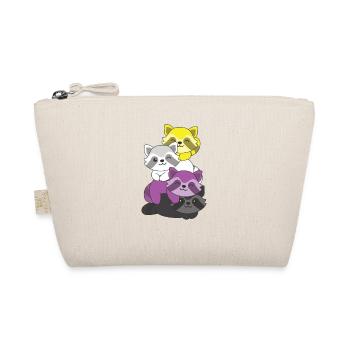 Nonbinary Flag Pride LGBTQ Cute Raccoon Stack - Organic Pouch - nature - Front