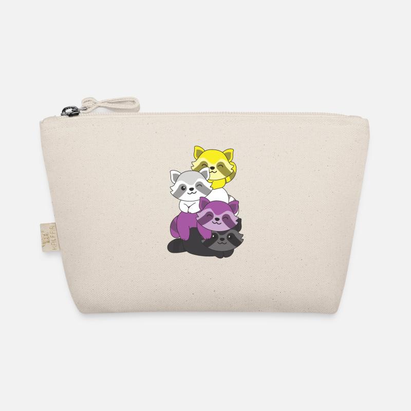 Nonbinary Flag Pride LGBTQ Cute Raccoon Stack Organic Pouch