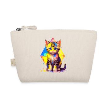 Rainbow Kitty - painted with geometries - Organic Pouch - nature - Front