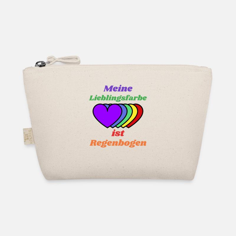 Lieblingsfarbe Regenbogen Herzen - Bio-Täschchen - Natur