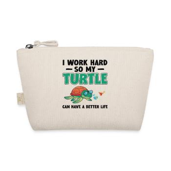 Sea Turtle Tortoise I Work Hard So - Organic Pouch - nature - Front